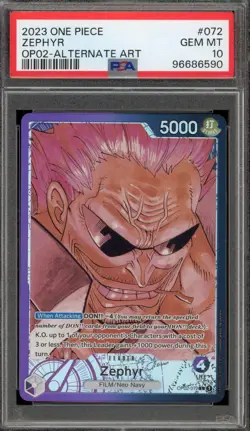 One Piece CCG Zephyr Alternate Art OP02-072 PSA 10 Gem Mint - Image 1