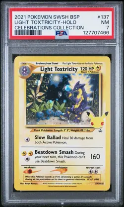 Light Toxtricity SWSH137 SWSH: Sword & Shield Promo Cards Holo PSA 7 - Image 1