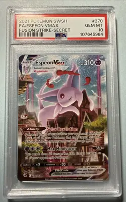 Pokemon Espeon VMAX Alternate Art Secret Fusion Strike Card 270/264 PSA 10 - Image 1