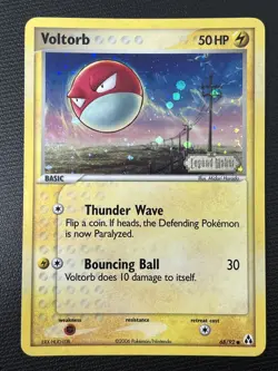 Voltorb 68/92 EX Legend Maker Stamped Reverse Holo SWIRL Pokemon TCG Card LP - Image 1
