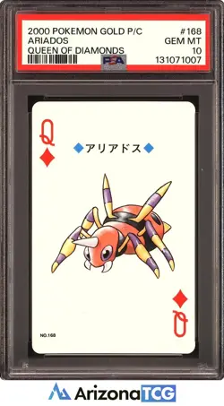 Pokemon 2000 Ariados #168 Queen Of Diamonds Gold Playing Card Japanese PSA 10 - Image 1
