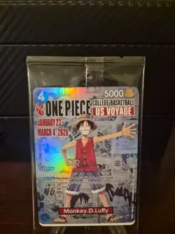One Piece Monkey D. Luffy US Voyage College Basketball Card & Poster 1/23 - Image 1