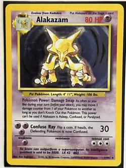 Alakazam 1/102 Base Set Holo Unlimited Rare Pokemon Card TCG #A1 - Image 1
