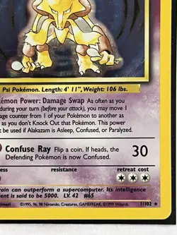 Alakazam 1/102 Base Set Holo Unlimited Rare Pokemon Card TCG #A1 - Image 4