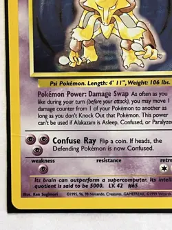 Alakazam 1/102 Base Set Holo Unlimited Rare Pokemon Card TCG #A1 - Image 5
