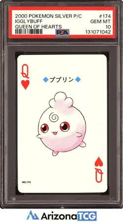 Pokemon 2000 Igglybuff 174 Queen Of Hearts Silver Playing Card Japanese PSA 10 - Image 1