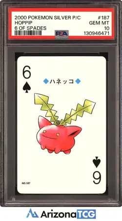 Pokemon 2000 Hoppip #187 6 of Spades Pokemon Silver Playing Card Japanese PSA 10 - Image 1