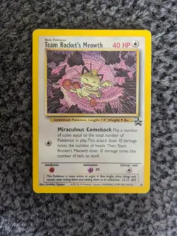 Pokemon Team Rockets Meowth 18 Black Star Promo Rare Card WOTC Vintage 1999 - Image 1
