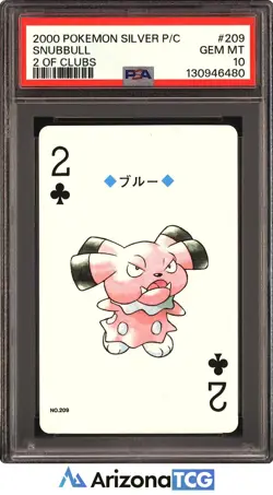 Pokemon 2000 Snubbull 209 2 Of Clubs Pokemon Silver Playing Card Japanese PSA 10 - Image 1