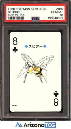 Pokemon 2000 Beedrill 015 8 Of Clubs Pokemon Silver Playing Card Japanese PSA 10 - Image 1