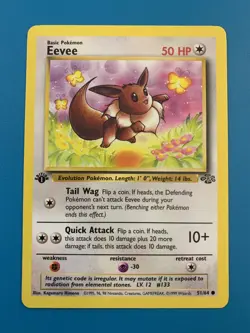 1st Edition Eevee 51/64 Jungle Set Rare Vintage 1999 Pokemon Card - NM - Image 1