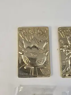 (6) 1999 Pokemon 23k Gold Plated Card Pikachu Mewtwo Poliwhirl Togepi Used - Image 3