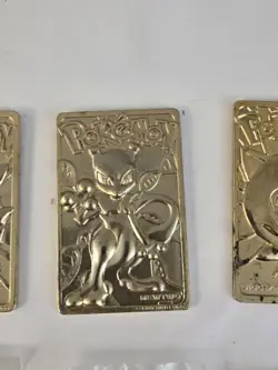 (6) 1999 Pokemon 23k Gold Plated Card Pikachu Mewtwo Poliwhirl Togepi Used - Image 4