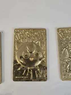 (6) 1999 Pokemon 23k Gold Plated Card Pikachu Mewtwo Poliwhirl Togepi Used - Image 5