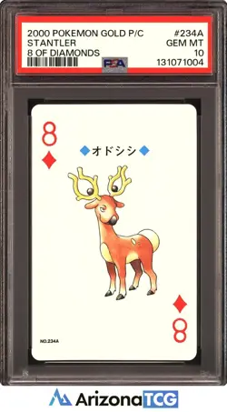 Pokemon 2000 Stantler 234A 8 Of Diamonds Gold Playing Card Japanese PSA 10 - Image 1
