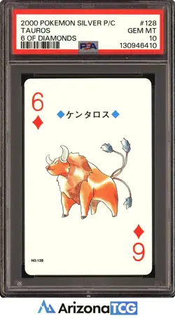 Pokemon 2000 Tauros 128 6 Of Diamonds Silver Playing Cards Japanese PSA 10 - Image 1