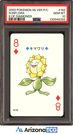 Pokemon 2000 Sunflora 192 8 Of Diamonds Silver Playing Card Japanese PSA 10 - Image 1