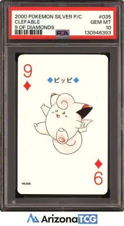 Pokemon 2000 Clefairy #035 9 Of Diamonds Silver Playing Card Japanese PSA 10 - Image 1