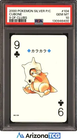 Pokemon 2000 Cubone #104 9 Of Clubs Pokemon Silver Playing Card Japanese PSA 10 - Image 1