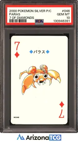 Pokemon 2000 Paras 046 7 Of Diamonds Pokemon Silver Playing Card Japanese PSA 10 - Image 1