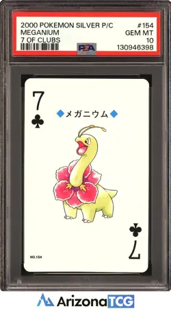 Pokemon 2000 Meganium 154 7 Of Clubs Pokemon Silver Playing Card Japanese PSA 10 - Image 1