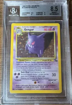 🔮 Gengar 5/62 Pokemon Card Holo - 1999 Fossil Set, BGS 8.5 - Image 1