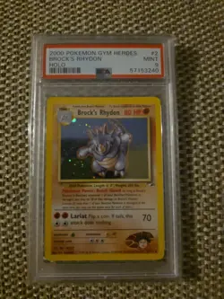 Brocks Rhydon 2000 Pokemon Gym Heroes Holo Card PSA 9 Mint - Image 1