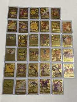 Pokemon Cards Gold Foil Fan Art Pikachu Charizard Lot Of 34 Collectible Cards - Image 2