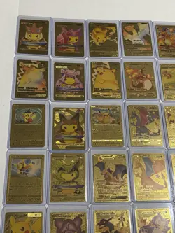 Pokemon Cards Gold Foil Fan Art Pikachu Charizard Lot Of 34 Collectible Cards - Image 3