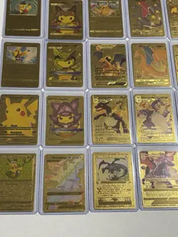 Pokemon Cards Gold Foil Fan Art Pikachu Charizard Lot Of 34 Collectible Cards - Image 4