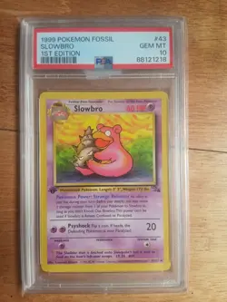 Pokemon Card 1st Edition Fossil #43 Slowbro PSA 10 GEM MINT 1999 WOTC Vintage - Image 1