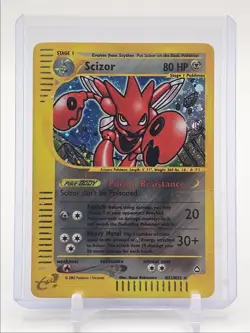 SCIZOR 2002 POKEMON E-CARD AQUAPOLIS HOLO RARE H21/H32 Q6438 - Image 1