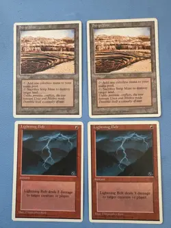 MTG 4th Edition Strip Mine x2 and Lightning Bolt x 2! 1995 Vintage Magic! - Image 1