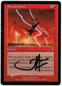 MTG M:tG SEVENTH EDITION Pyrotechnics FOIL - SIGNED by John Avon! - Image 1