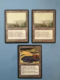MTG Ice Age Edition, Brushland x 2 and Sulfurous Springs! 1994 Vintage Magic! - Image 1