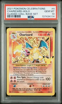 2021 POKEMON CELEBRATIONS CLASSIC COLLECTION #4 CHARIZARD-HOLO PSA 10 - Image 1