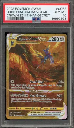 Pokemon Origin Forme Dialga VSTAR Crown Zenith Secret Rare Full Art #GG68 PSA 10 - Image 1
