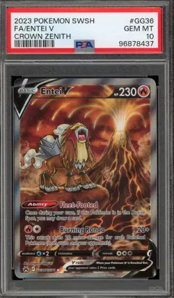 Pokemon Entei V Crown Zenith Galarian Gallery Full Art #GG36 PSA 10 Gem Mint - Image 1