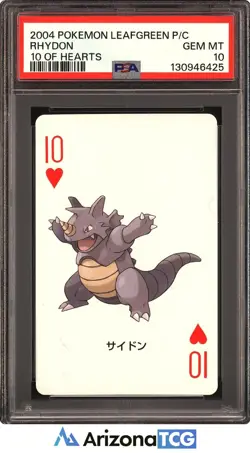 Pokemon 2004 Rhydon 10 of Hearts LeafGreen Playing Card Japanese GEM MINT PSA 10 - Image 1