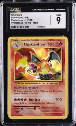 2016 POKEMON EVOLUTIONS PRERELEASE PROMO - HOLO #11 CHARIZARD CGC 9 - Image 1