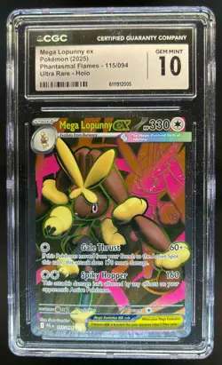 2025 Pokemon Phantasmal Flames Mega Lopunny ex Ultra Rare #115/094 CGC 10 - Image 1