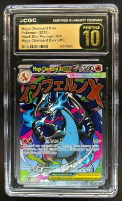 2025 Pokemon ME Black Star Promos Mega Charizard X ex #023 CGC 10 - Image 1