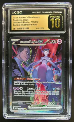 2025 Pokemon SV Destined Rivals Team Rocket's Mewtwo ex #231/182 CGC 10 - Image 1