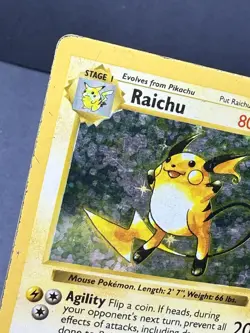 Raichu 14/102 Shadowless Holo Base Set Vintage Pokemon 1999 Damaged DMG - Image 3