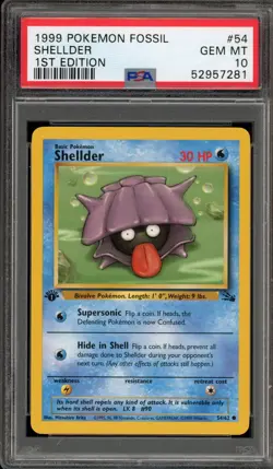 Pokemon Shellder Fossil 1st Edition #54 PSA 10 Gem Mint - Image 1