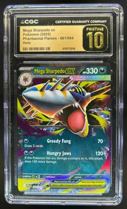 2025 Pokemon Phantasmal Flames Mega Sharpedo ex Double Rare #061/094 CGC 10 - Image 1
