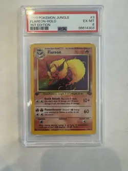 1999 POKEMON JUNGLE 1ST EDITION #3 FLAREON-HOLO PSA 6 - Image 1