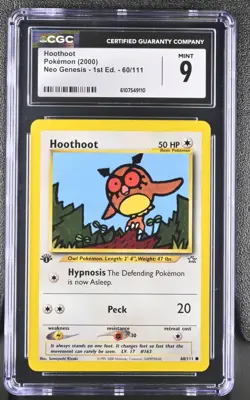CGC MINT 9 Pokemon Hoothoot 60/111 2000 Neo Genesis 1st Edition - Image 1