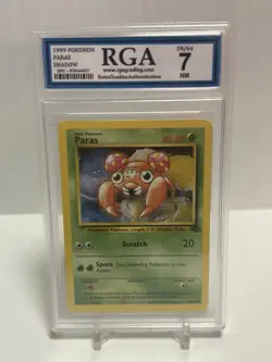 🍄 1999 Pokemon Paras 59/64 Jungle Shadow RGA 7 NM Graded Slab - Image 2
