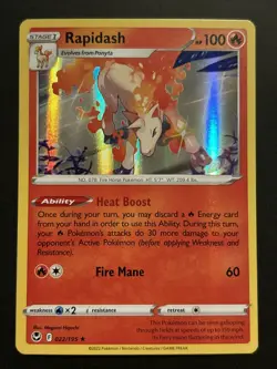 Pokemon TCG Rapidash Silver Tempest 022/195 Holo Rare NM - Image 1